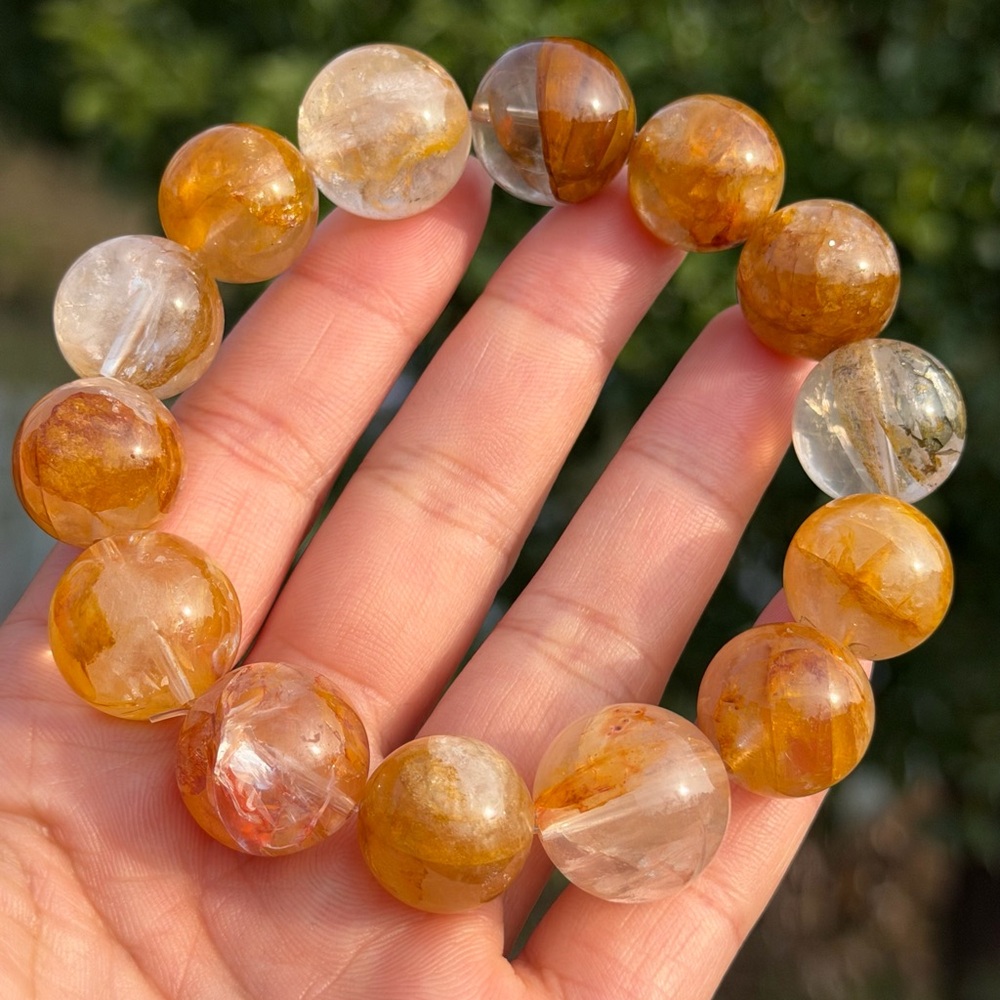18mm chunky stretchable golden healer bracelet‎ 1087